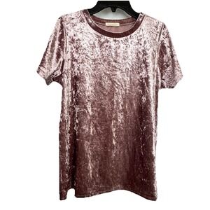 Crushed Velvet XL Top Pink Blush‎ Short Sleeve Shirt Fairy Boho Whimsigoth Y2K